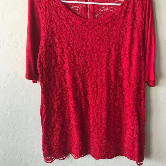 RED LACE BLOUSE BY SOHO! NWOT! - Picture 2 of 6